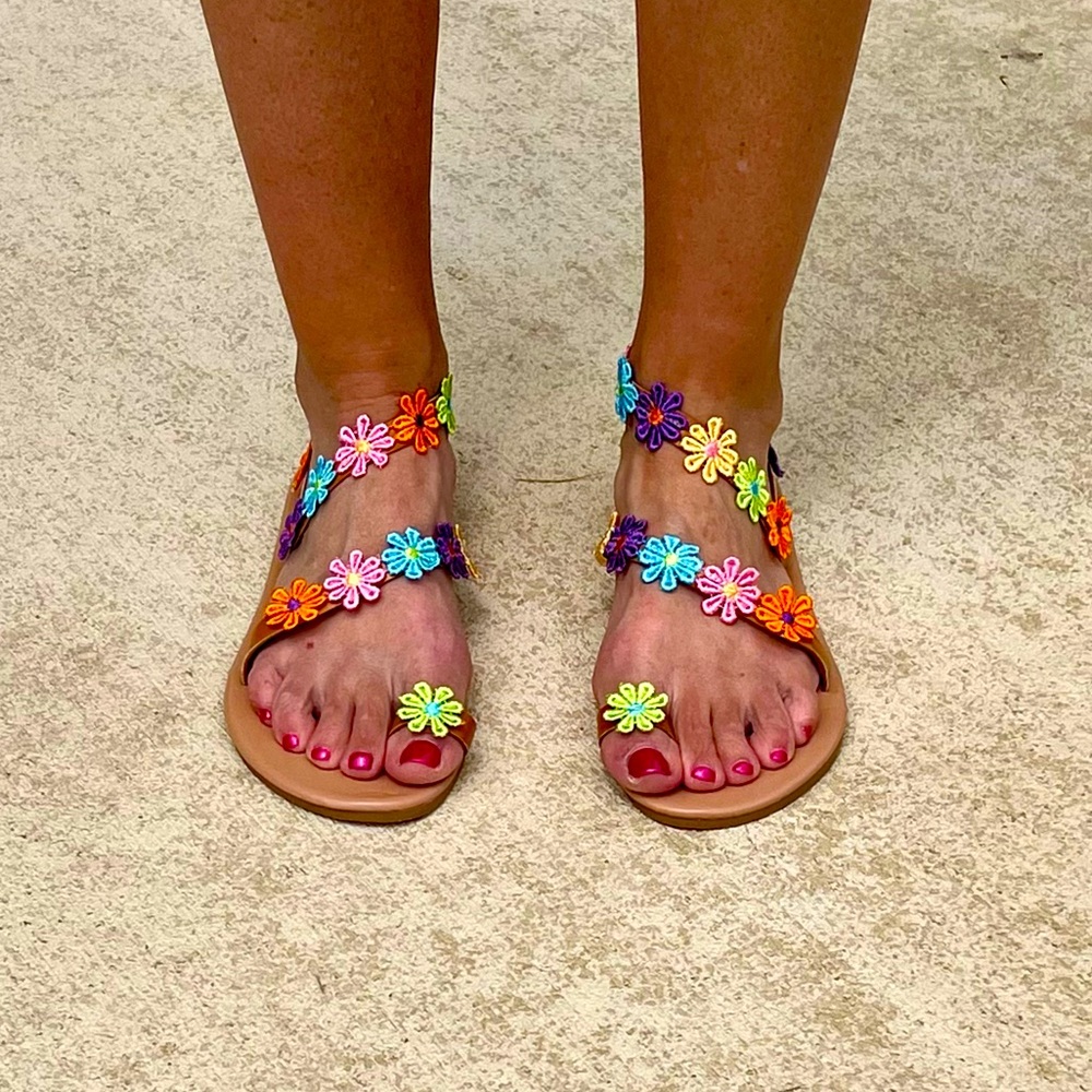 Colorful Daisy Multi-Color Women's Floral Sandals